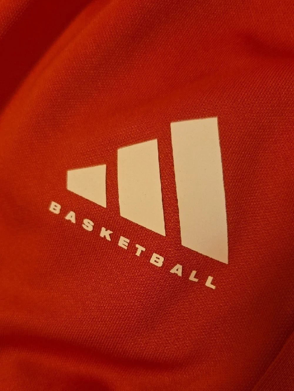adidas Bright Orange Shorts with White Trim and Basketball Logo - Picture 3 of 5
